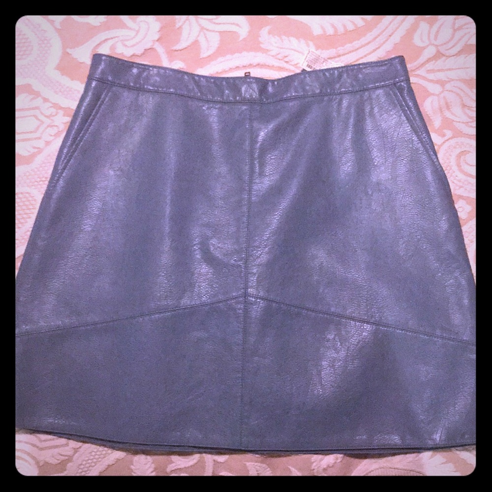 ZARA Baby Blue Vegan Leather Mini Skirt